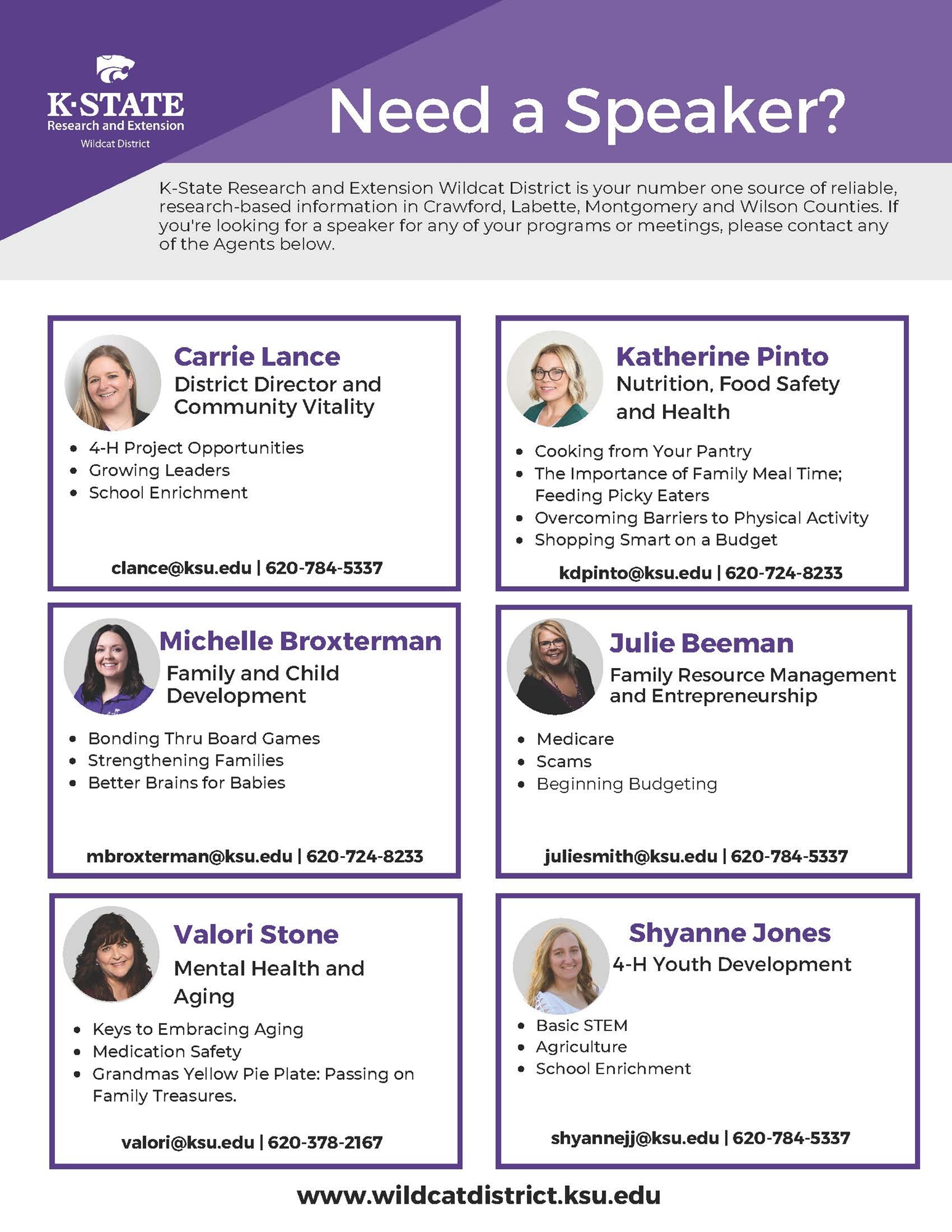 2025 Staff Speakers Bereau page 1 